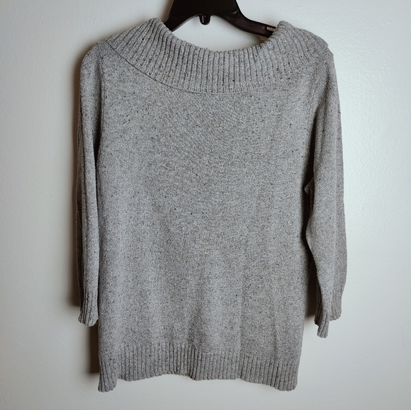 Charter Club Women's Silver Grey Cowl Neck Pullover Sweater 3/4 Sleeve, Sz L - Picture 5 of 8